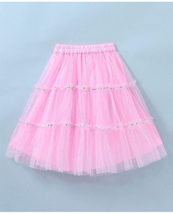 Babyhug Sleeveless Floral Embroided Choli with Shimmer Net Lehenga and Dupatta Set - Pink