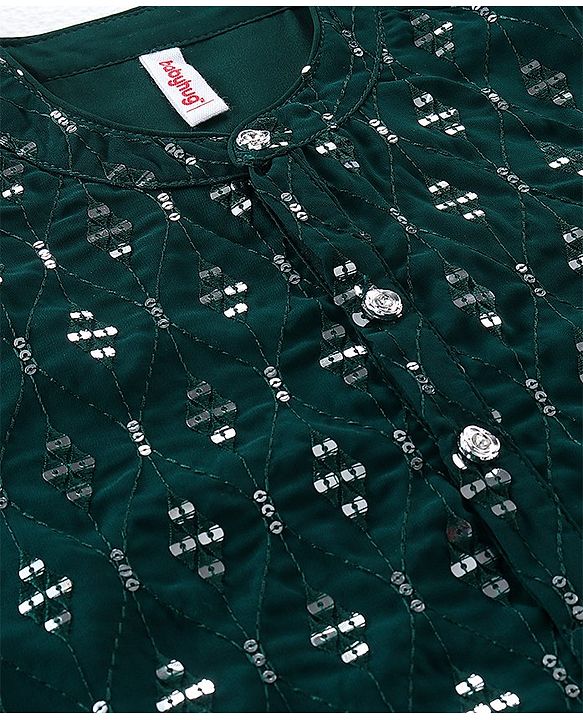Babyhug Woven Full Sleeves Embroidered Kurta & Dhoti Set - Green