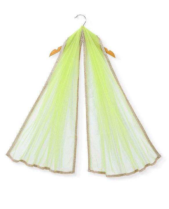 Babyhug Halter Neck Sleeveless Embroidered Choli with Chanderi Sequenced Embroidered Lehenga and Dupatta - Green