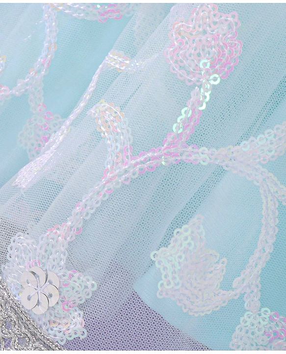Babyhug Sleeveless Embroidered Choli with Embroidered Lehenga and Dupatta - Aqua Blue
