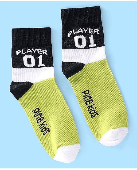 Pine Kids High Ankle Length Text Design Socks Pack of 3 - Multicolour