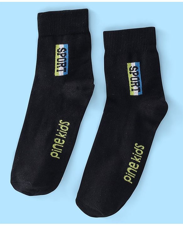 Pine Kids High Ankle Length Text Design Socks Pack of 3 - Multicolour