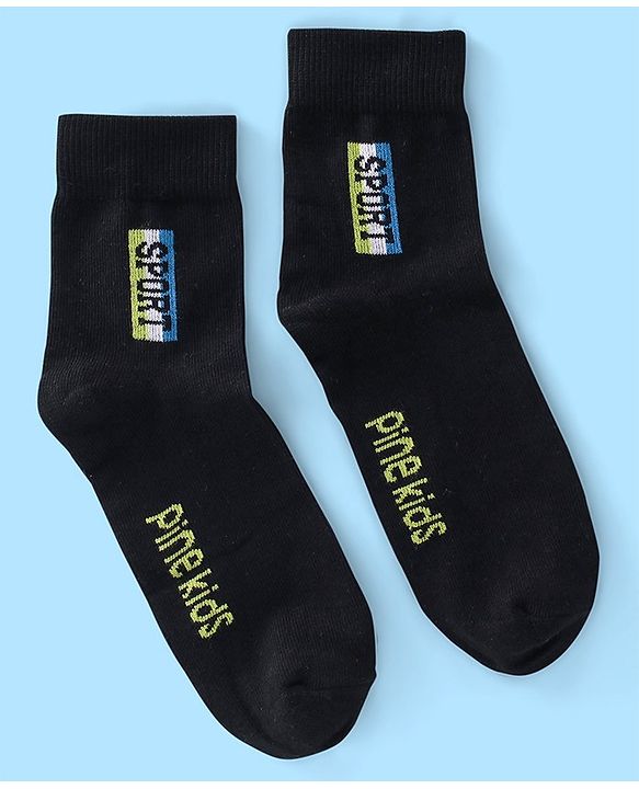 Pine Kids High Ankle Length Text Design Socks Pack of 3 - Multicolour