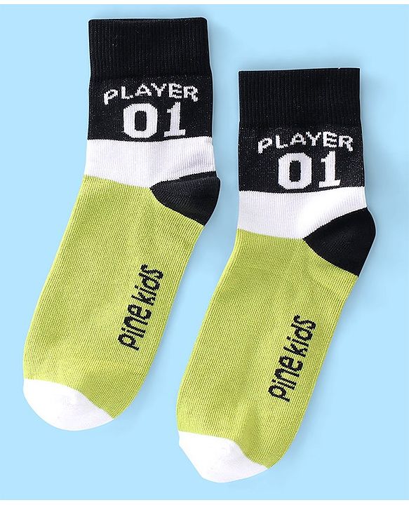 Pine Kids High Ankle Length Text Design Socks Pack of 3 - Multicolour