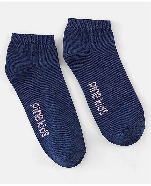 Pine Kids Low Ankle Length Socks Stripes & Floral Design Pack of 3 - Pink & Blue