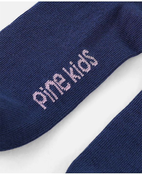 Pine Kids Low Ankle Length Socks Stripes & Floral Design Pack of 3 - Pink & Blue
