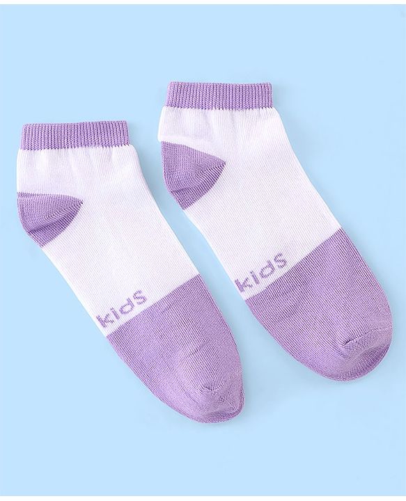 Pine Kids Low Ankle Length Socks Logo Design Pack of 5 - Purple Pink & Yellow