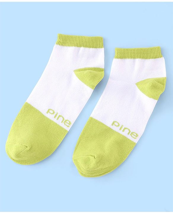 Pine Kids Low Ankle Length Socks Logo Design Pack of 5 - Purple Pink & Yellow