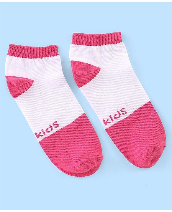 Pine Kids Low Ankle Length Socks Logo Design Pack of 5 - Purple Pink & Yellow