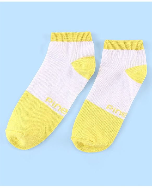 Pine Kids Low Ankle Length Socks Logo Design Pack of 5 - Purple Pink & Yellow