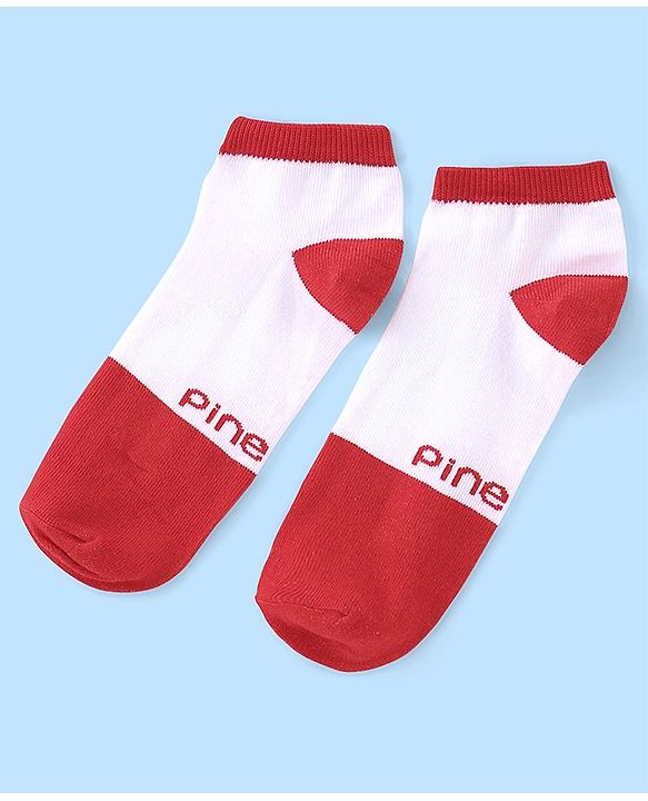 Pine Kids Low Ankle Length Socks Logo Design Pack of 5 - Purple Pink & Yellow