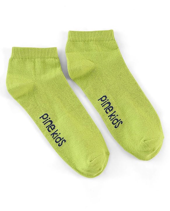 Pine Kids Cotton Spandex Knit Low Ankle Socks Stripes & Polka Dot Design Pack Of 5 - Green Blue & White