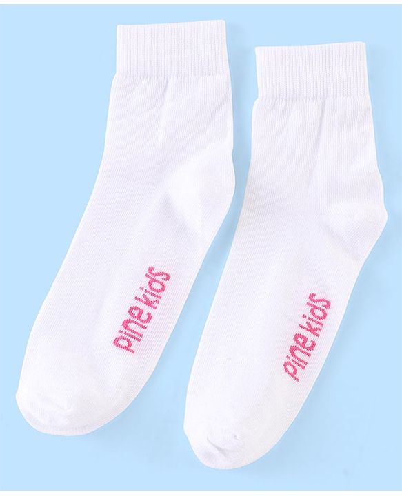 Pine Kids Cotton Spandex Knit High Ankle Socks Stripes & Floral Design Pack Of 3 - Pink & White