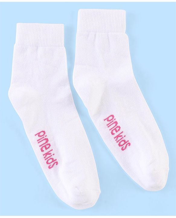 Pine Kids Cotton Spandex Knit High Ankle Socks Stripes & Floral Design Pack Of 3 - Pink & White
