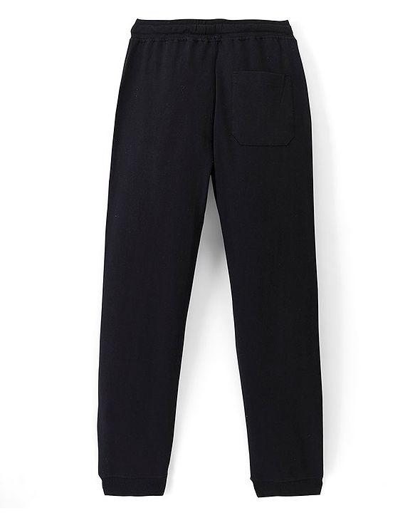 Pine Kids 100% Cotton Knit Full Length Track Pant Text Print - Black