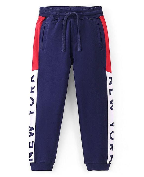 Pine Kids Full Length Cut and Sew Printed Track Pant - Blue Depth