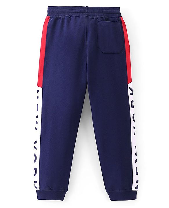 Pine Kids Full Length Cut and Sew Printed Track Pant - Blue Depth