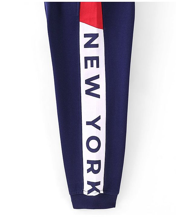 Pine Kids Full Length Cut and Sew Printed Track Pant - Blue Depth