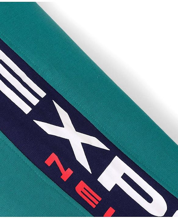 Pine Kids 100% Cotton Terry Knit Full Length Cut and Sew Stretchable Track Pants Text Print - Green