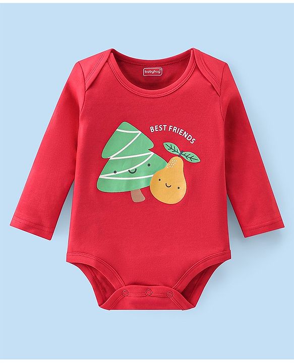 Babyhug 100% Cotton Knit Full Sleeves Fruity Printed Onesies Pack of 3 - Multicolour