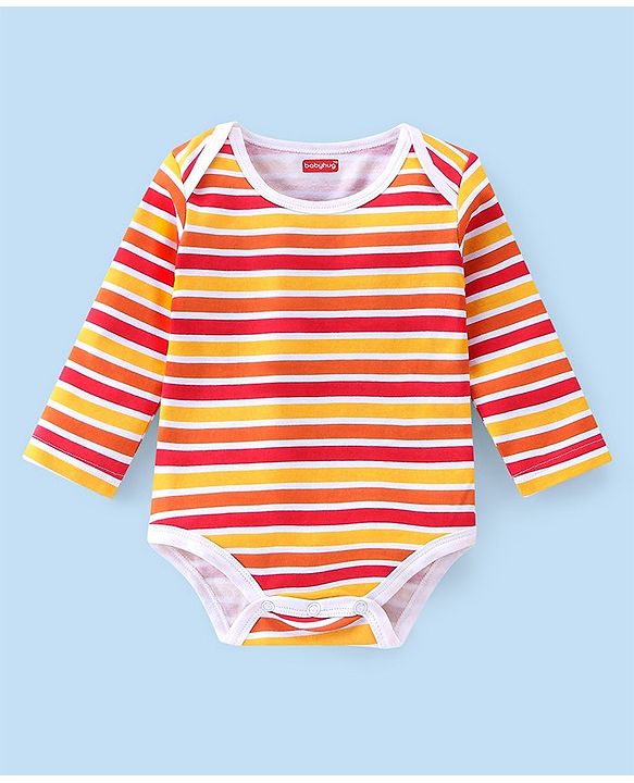 Babyhug 100% Cotton Knit Full Sleeves Fruity Printed Onesies Pack of 3 - Multicolour