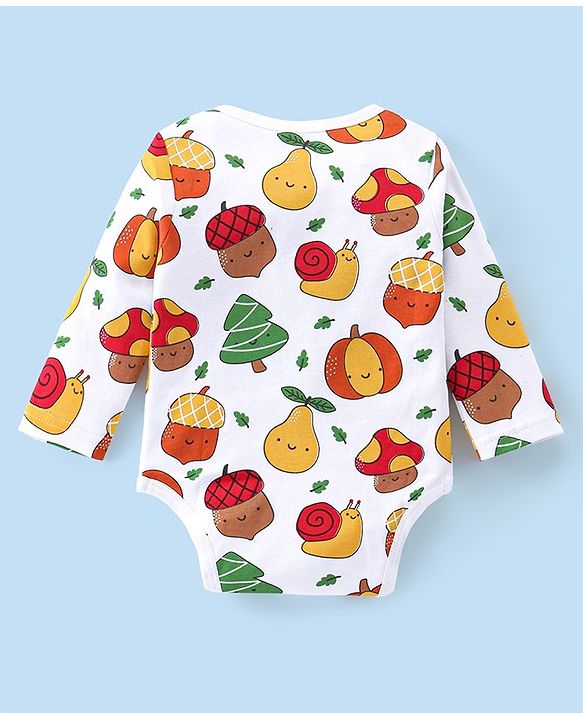 Babyhug 100% Cotton Knit Full Sleeves Fruity Printed Onesies Pack of 3 - Multicolour