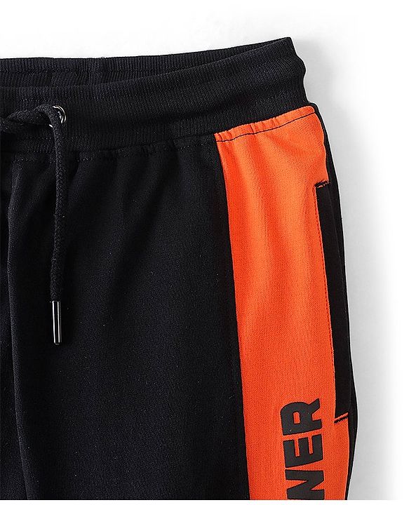 Pine Kids Full Length Cut & Sew Printed Track Pants - Jet Black