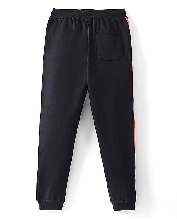 Pine Kids Full Length Cut & Sew Printed Track Pants - Jet Black