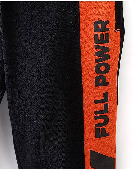 Pine Kids Full Length Cut & Sew Printed Track Pants - Jet Black