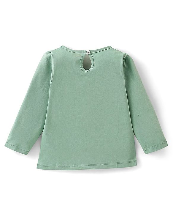 Babyhug Cotton Knit Full Sleeves Text Graphics T-Shirt - Olive