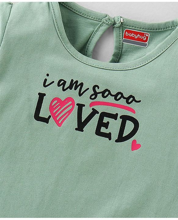 Babyhug Cotton Knit Full Sleeves Text Graphics T-Shirt - Olive