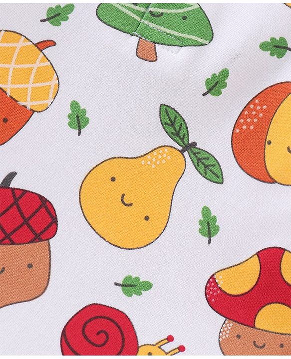Babyhug 100% Cotton Knit Full Sleeves Onesies Fruity Print - White