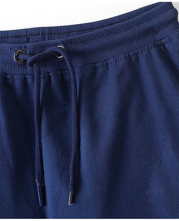 Pine Kids 100% Cotton Terry Knit Full Length Cut & Sew Jogger Text Print - Navy Peony