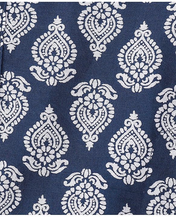 Babyhug 100% Cambric Tfull Sleeve Printed Kurta With Pyjama Set-Navy