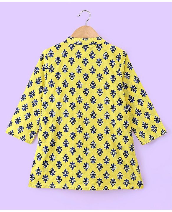 Babyhug 100% Cambric Full Sleeve Printed Kurta With Pyjama Set-Yellow