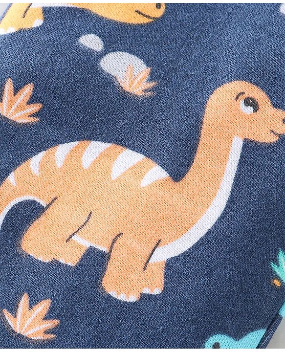 Babyhug Cotton Knit Full Length Striped & Dino Printed Diaper Pants Pack of 3 - Multicolour