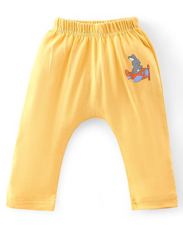 Babyhug Cotton Knit Full Length Striped & Bear Printed Diaper Pants Pack of 3 - Multicolour