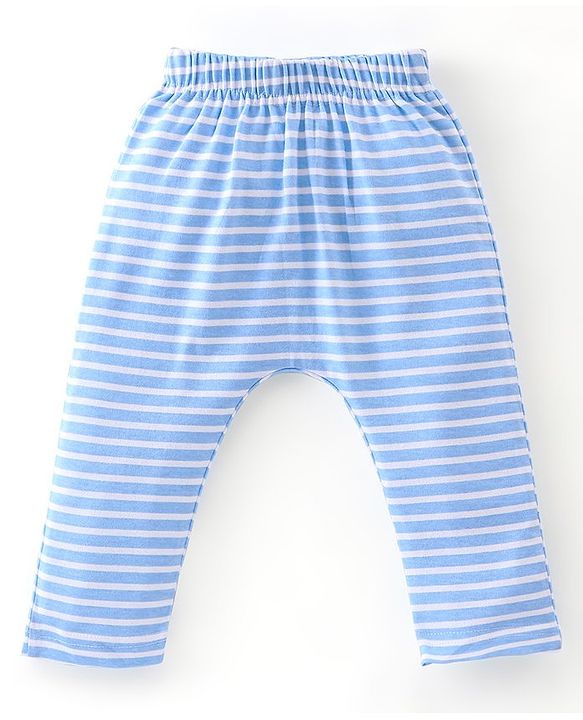 Babyhug Cotton Knit Full Length Striped & Bear Printed Diaper Pants Pack of 3 - Multicolour