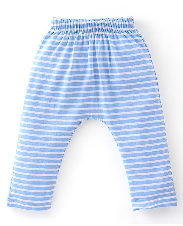 Babyhug Cotton Knit Full Length Striped & Bear Printed Diaper Pants Pack of 3 - Multicolour