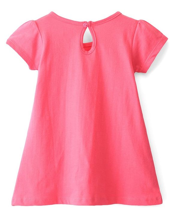 Babyhug 100% Cotton Knit Half Sleeves Frock Floral Print Pack of 2 - Pink