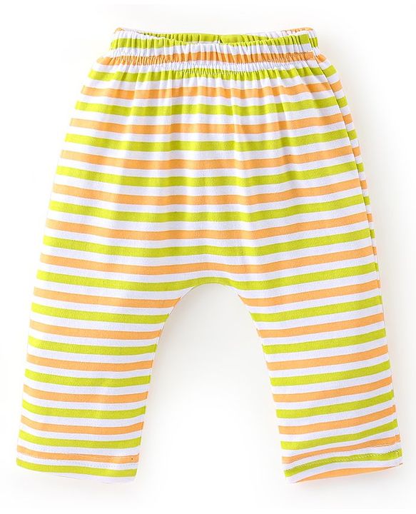 Babyhug Cotton Knit Full Length Diaper Pants Striped & Astronaut Print Pack Of 3 - Multicolour