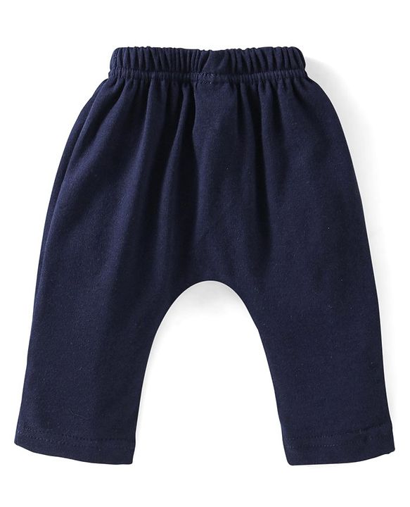 Babyhug Cotton Knit Full Length Diaper Pants Striped & Dino Print Pack Of 3 - Blue & Orange