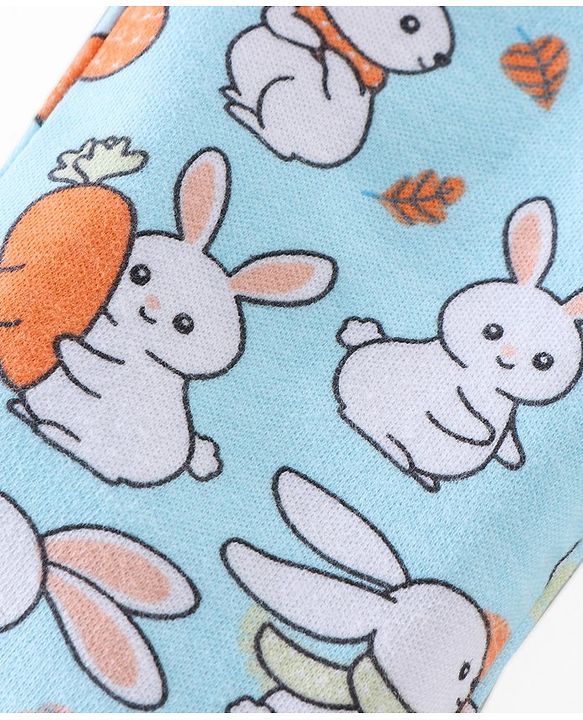 Babyhug Cotton Knit Full Length Diaper Pants Striped & Bunny Print Pack Of 3 - Multicfolour