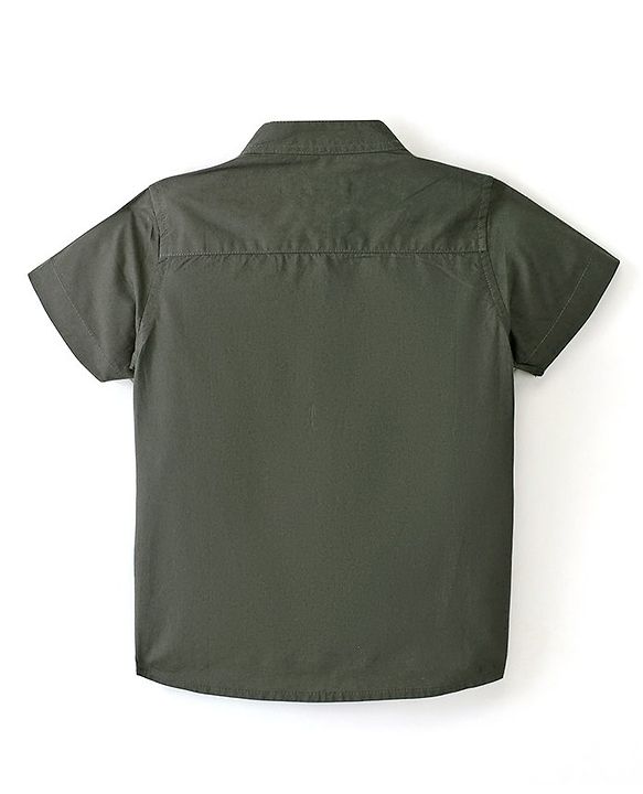 Babyhug 100% Cotton Woven Half Sleeves   Solid Cut & Sew Shirt- Green Blue & Beige