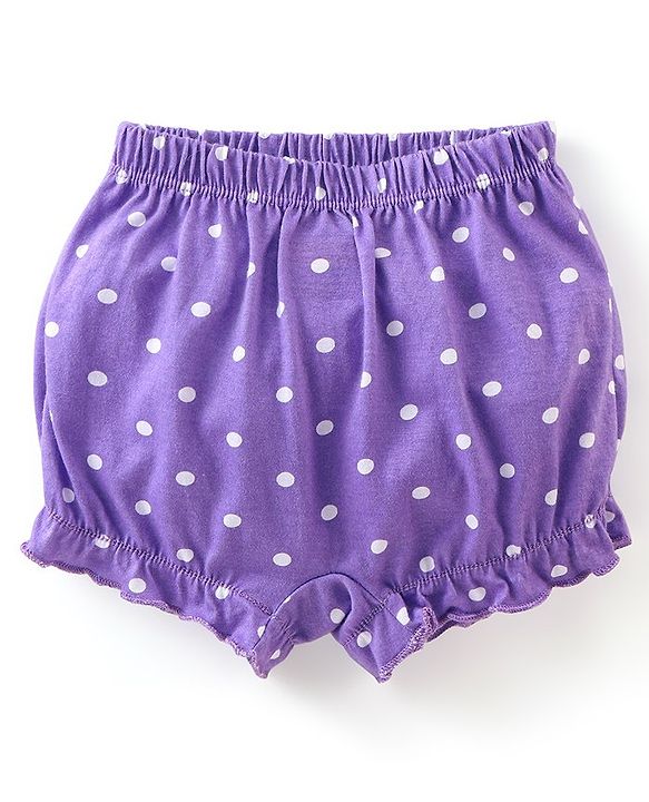 Babyhug Cotton Knit Bloomer Dots & Numbers Print Pack Of 3 - Purple & Pink