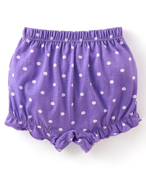 Babyhug Cotton Knit Bloomer Dots & Numbers Print Pack Of 3 - Purple & Pink