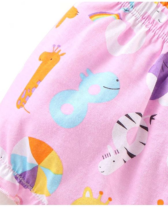 Babyhug Cotton Knit Bloomer Dots & Numbers Print Pack Of 3 - Purple & Pink