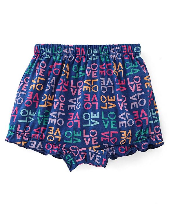 Babyhug 100% Cotton Knit Bloomer Pack of 3 Text Print - Multicolour