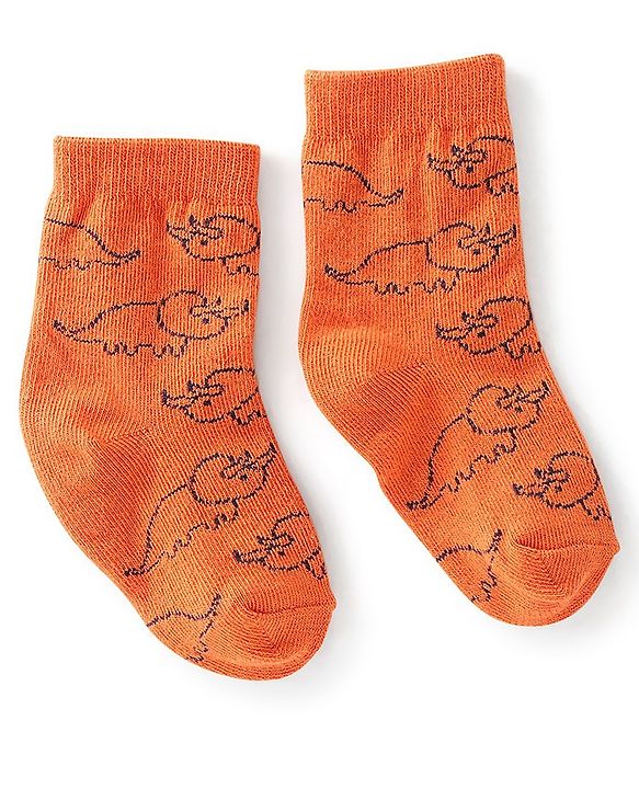 Cute Walk by Babyhug Anti Bacterial Ankle Length Dino Designs Socks Pack of 3 - Multicolour