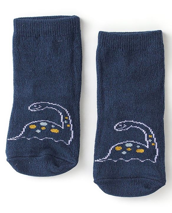 Cute Walk By Babyhug Cotton Knit Anti Bacterial Ankle Length Socks Dino Design Pack Of 3 - Multicolour